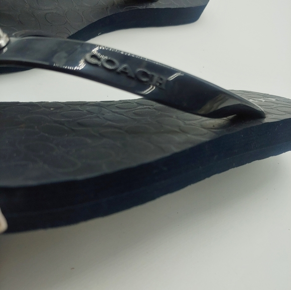 NEW ☆ Coach ☆ Navy Abbigail Jelly PVC Plastic Embossed Logo Thong Flip Flops 5-6 - Picture 8 of 9